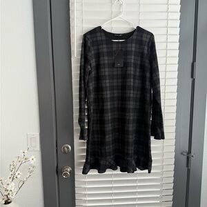 Zara Navy and Gray Plaid Dress